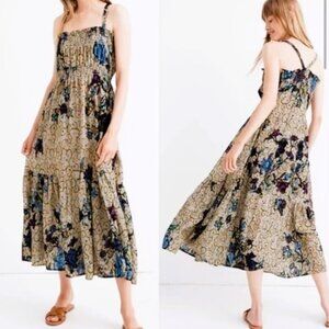 Warm X Madewell Smocked Sunshine Cotton Maxi Dress: Earthy Dots Floral - $450